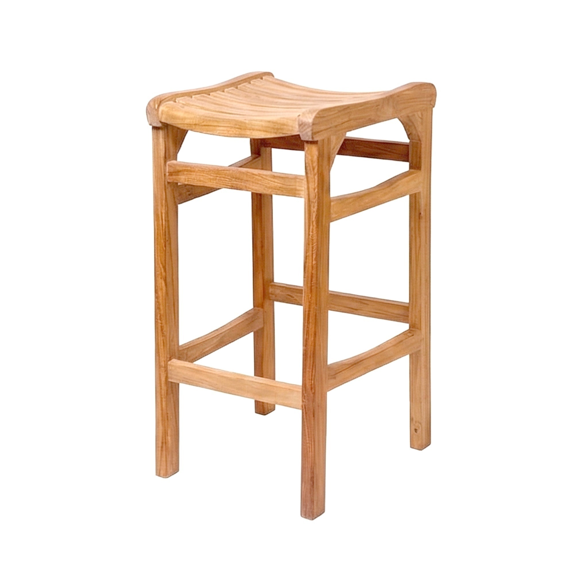 Aurelien Backless Teak Outdoor Bar Stool