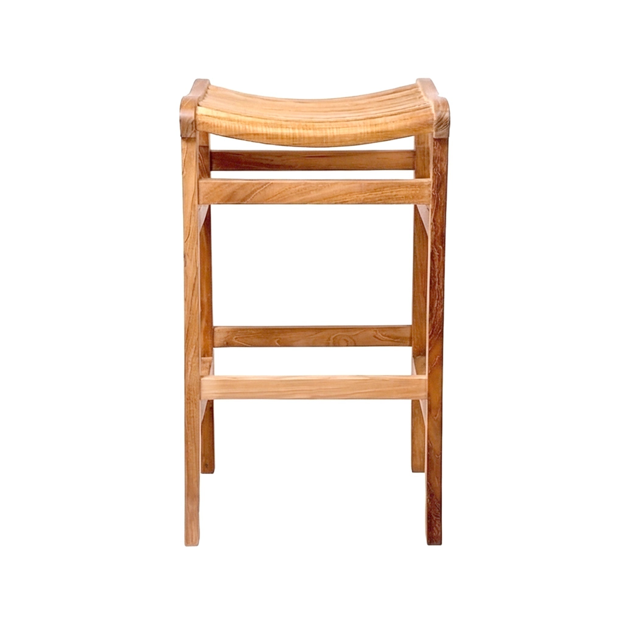 Aurelien Backless Teak Outdoor Bar Stool