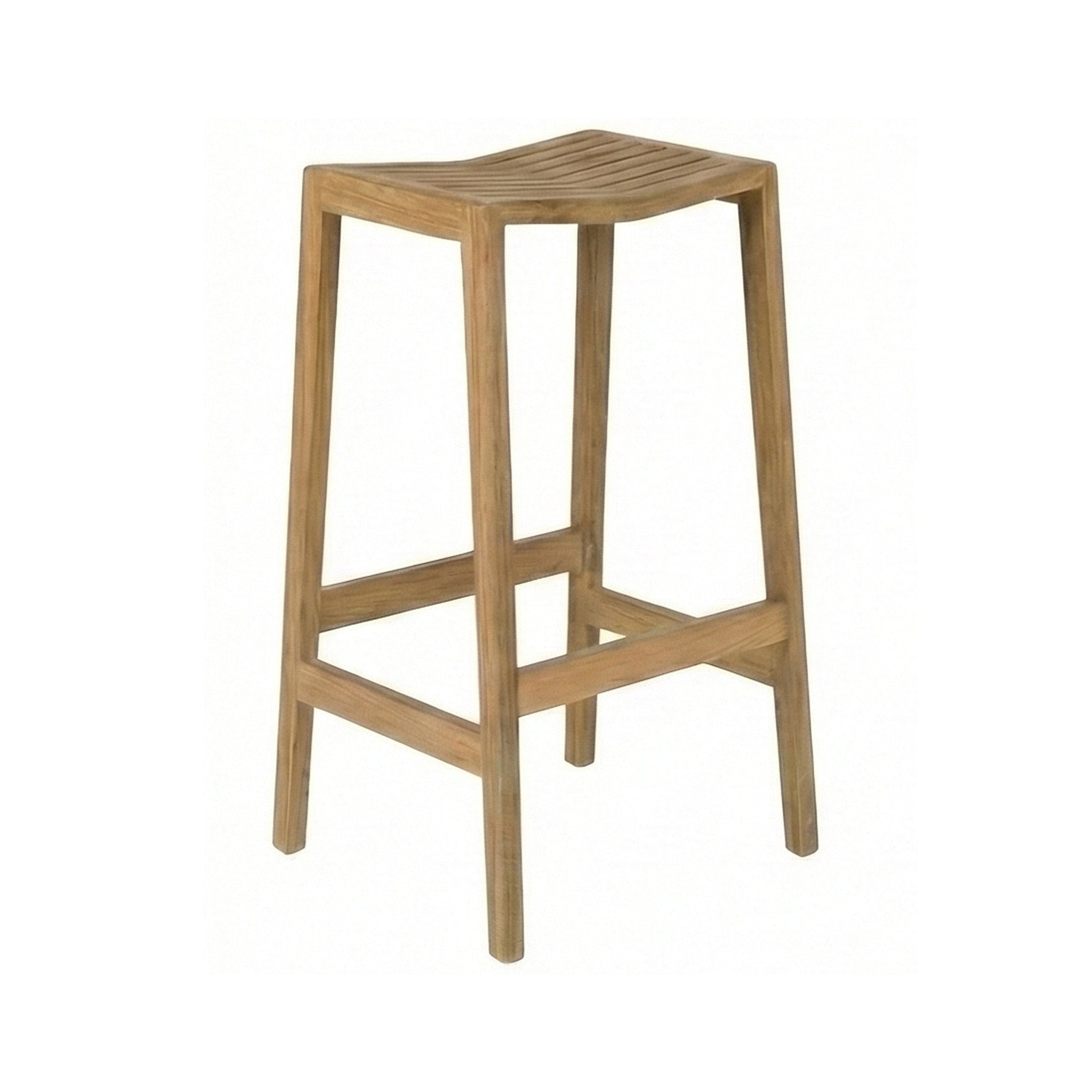 Baptiste Backless Teak Outdoor Bar Stool
