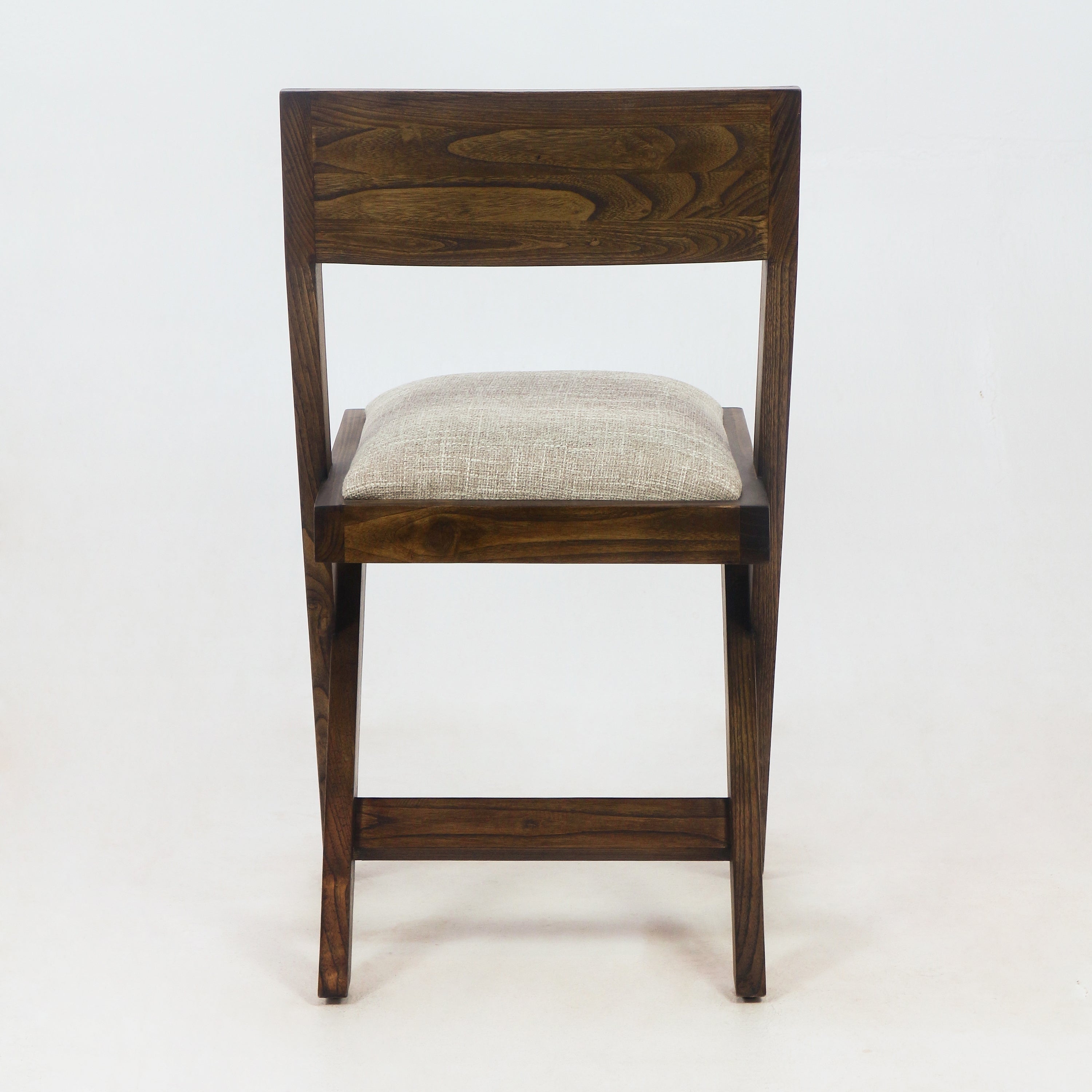 Solid Oak Jeanneret Inspired Side Chair with Cushion - NUEMA