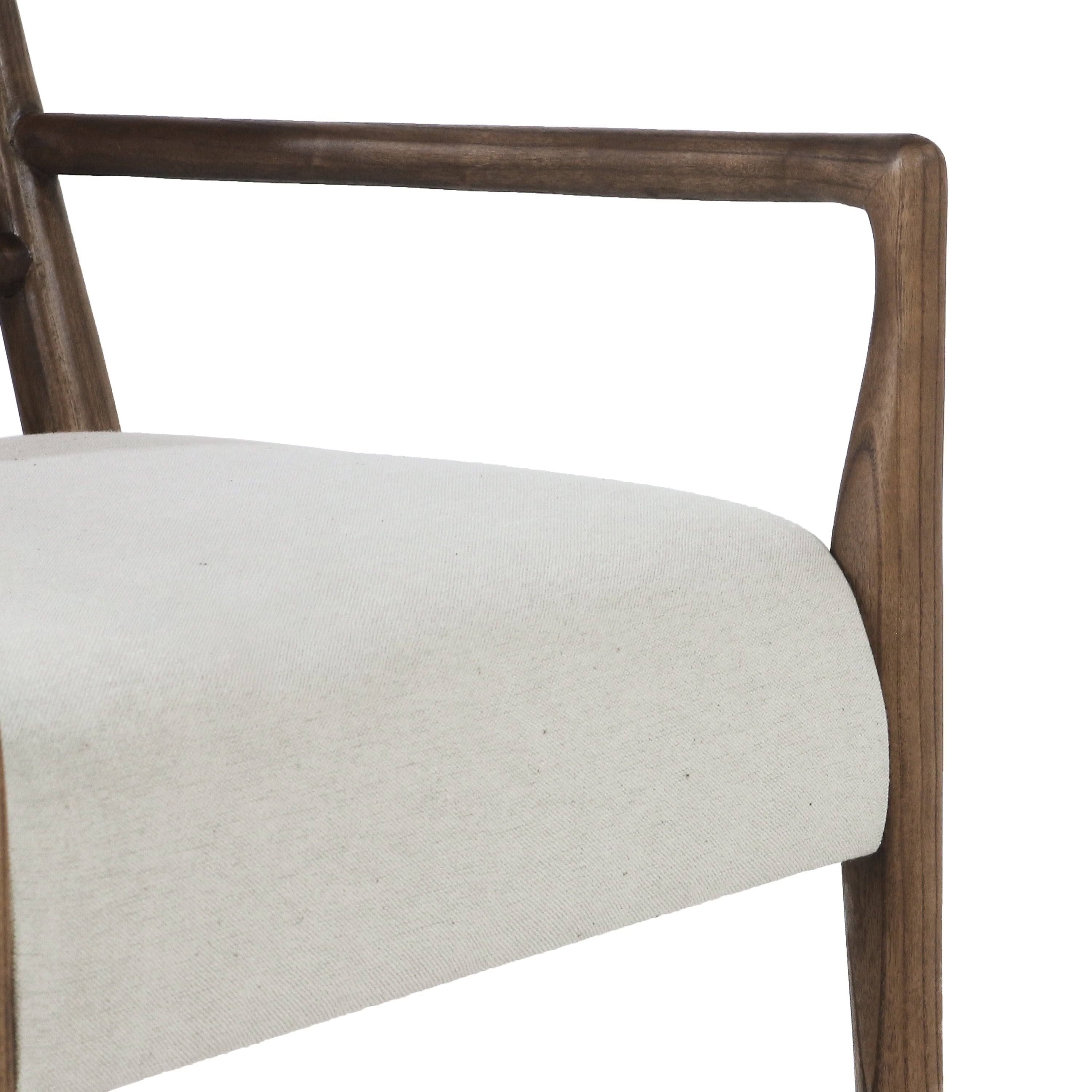 Claude Wooden Armchair with Woven Back and Upholstered Seat - NUEMA