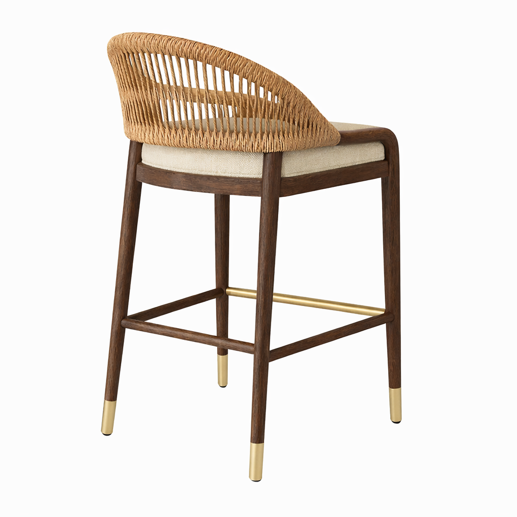 Fara Rope-Backed Upholstered Bar & Counter Stool