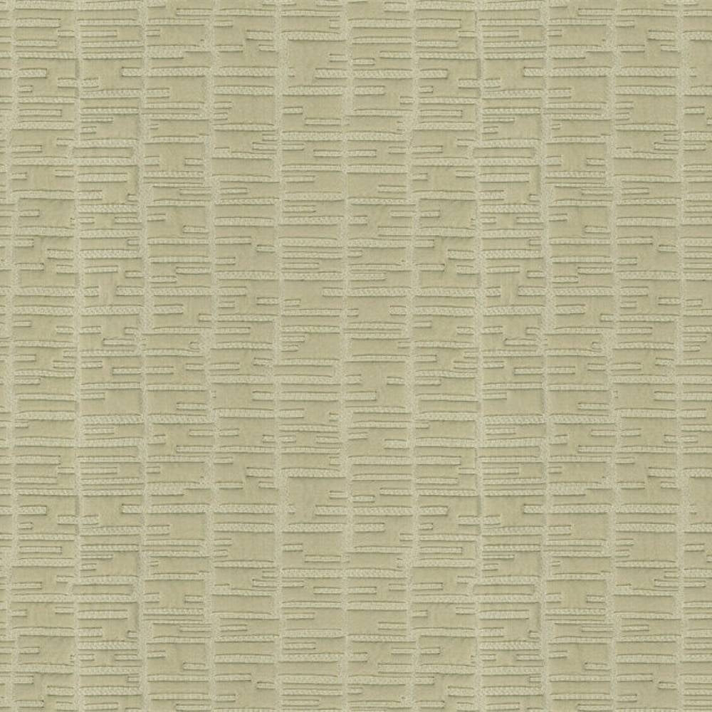 Close-up of light gray 100% polyester upholstery fabric with a raised linear geometric texture in a contemporary neutral tone, suitable for sofas or curtains.
