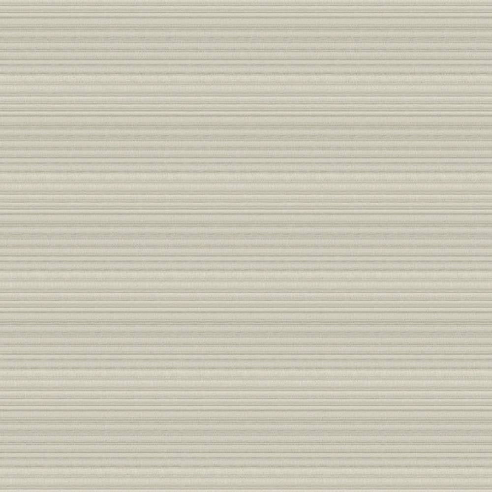 Full-frame swatch of cream 100% polyester upholstery fabric with subtle horizontal ribbed stripes and a contemporary neutral texture, ideal for sofas.