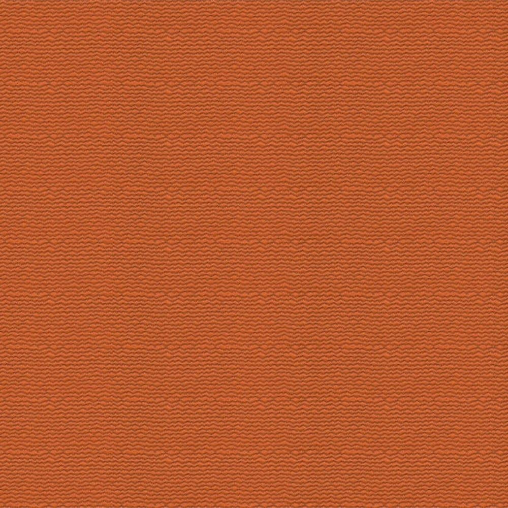 Close-up of rust-orange upholstery fabric with a subtle wavy texture; 27% cotton and 73% polyester, shown as a square sample for sofa upholstery.