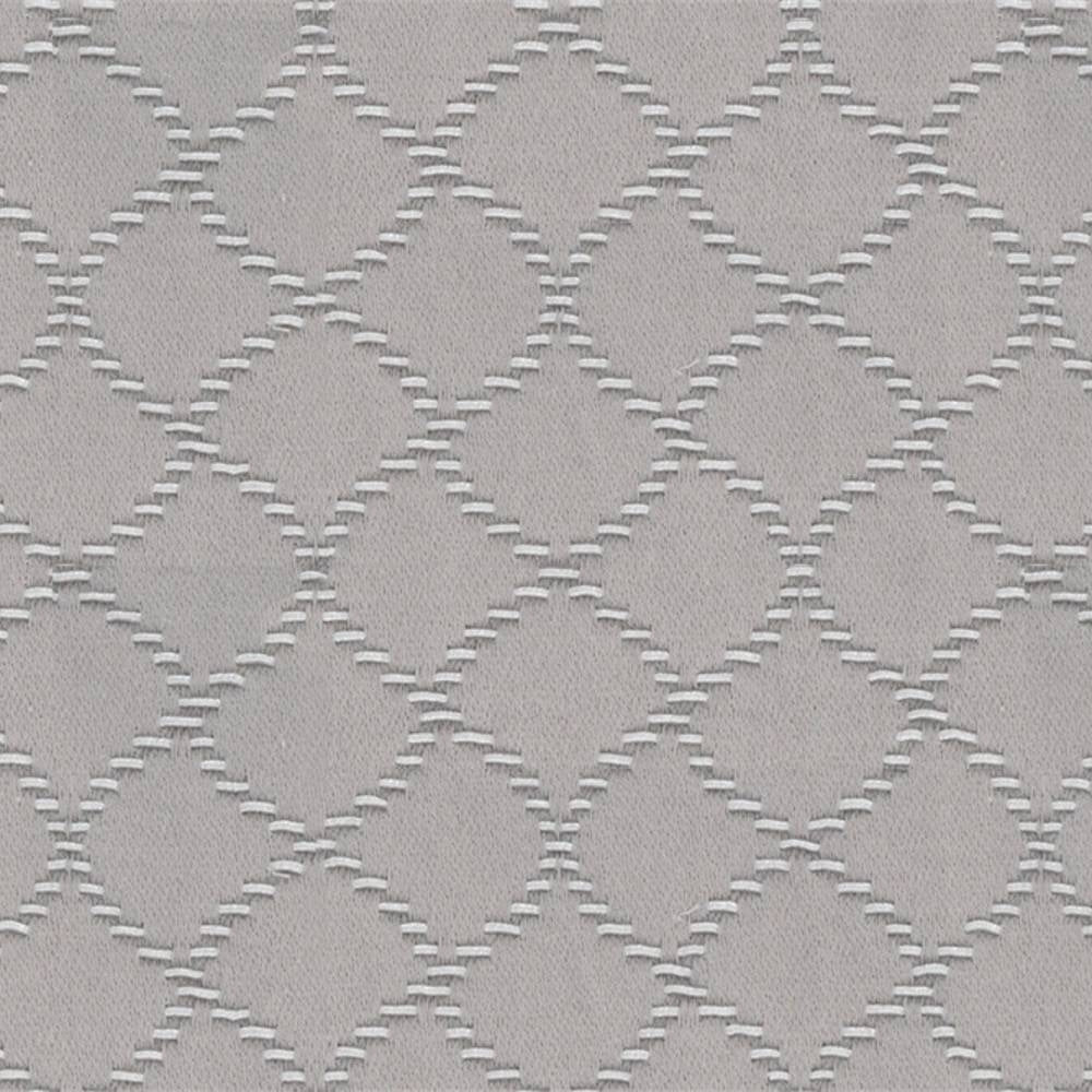 Close-up of trellis upholstery fabric in a neutral natural tone (55% cotton, 45% polyester) showing a textured weave with raised stitched diamond pattern, ideal for contemporary sofa upholstery.