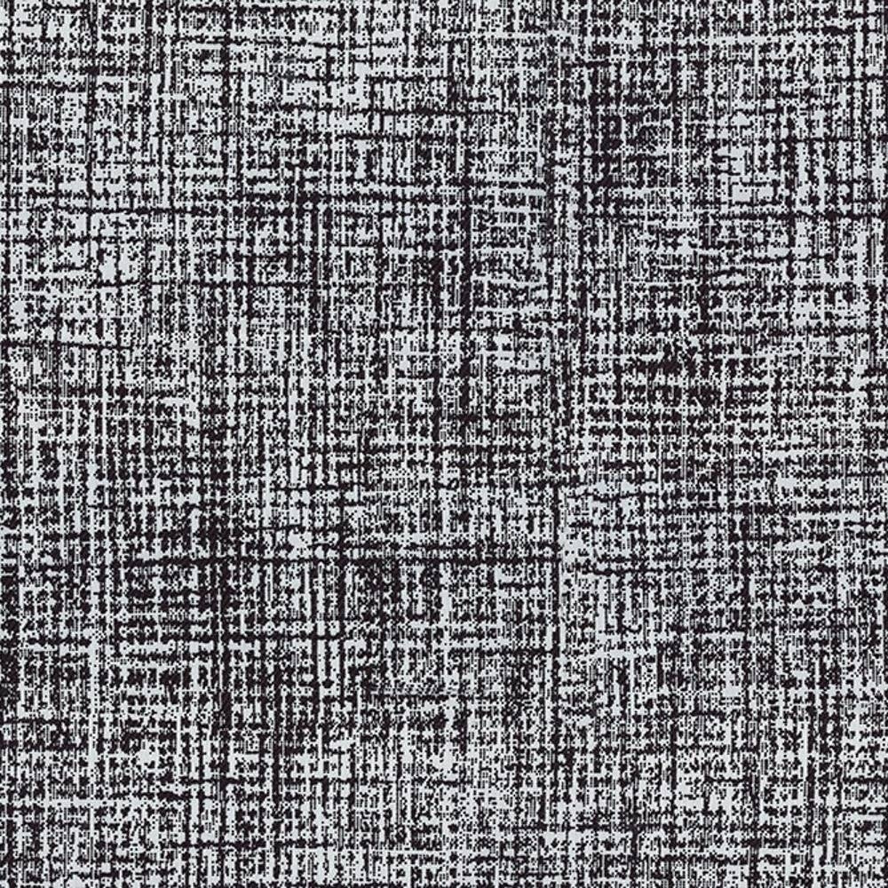 Close-up of 100% polyester upholstery fabric in light gray with dense charcoal crosshatch texture, creating a modern woven-like pattern ideal for contemporary sofas.