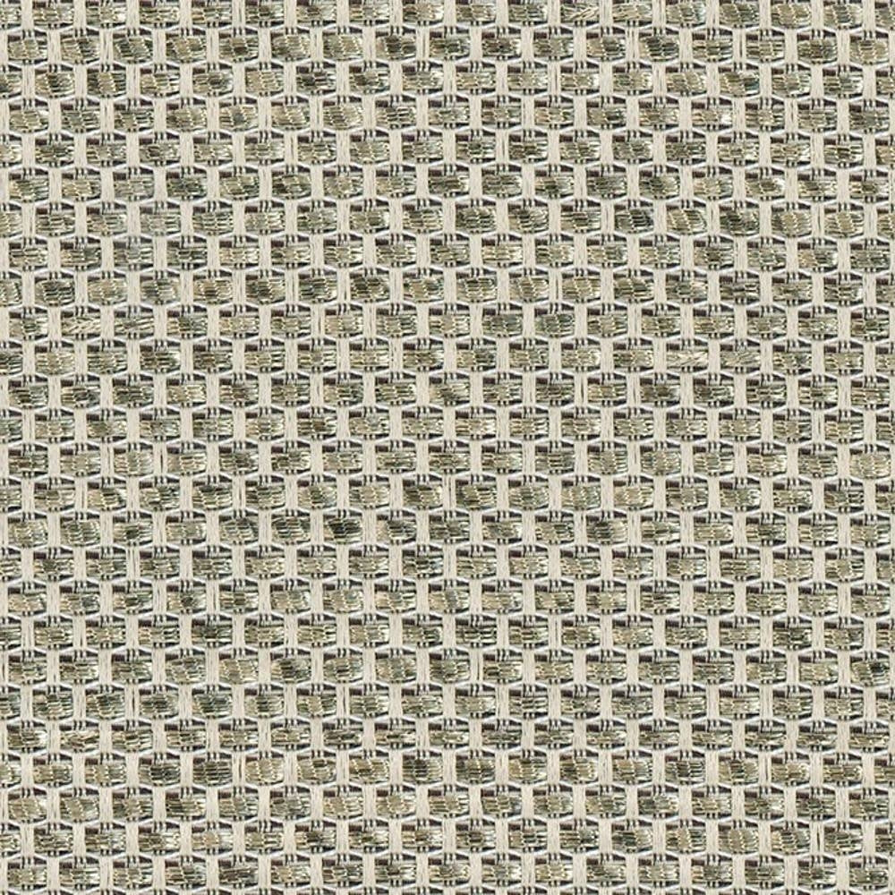 Close-up of beige and brown woven 100% polyester upholstery fabric showing a basketweave grid pattern and textured yarns, ideal for indoor sofa upholstery.