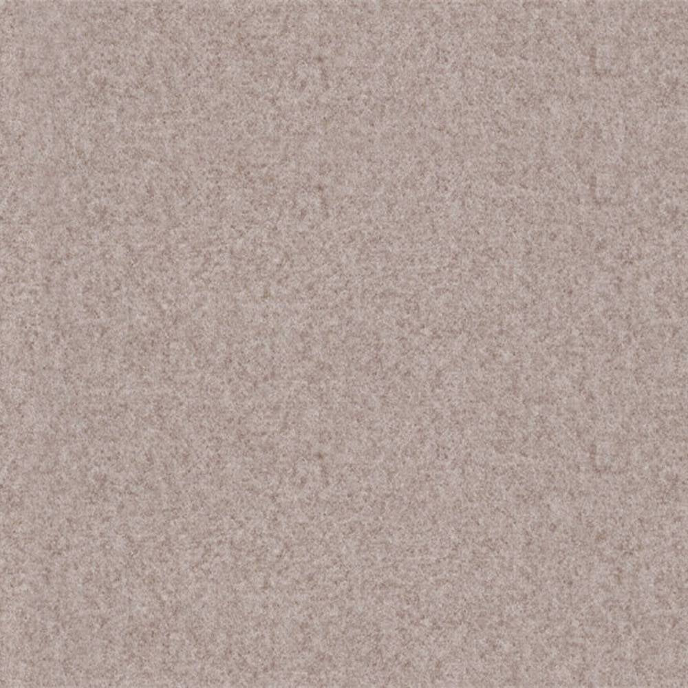 Close-up swatch of 100% polyester upholstery fabric in a soft beige-taupe with a subtle heathered, slightly napped texture, ideal for sofas and office seating.