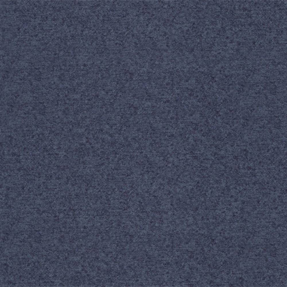 Square swatch of dark navy heathered 100% polyester upholstery fabric with a subtle mottled texture, shown as a flat sample for sofa or office use.