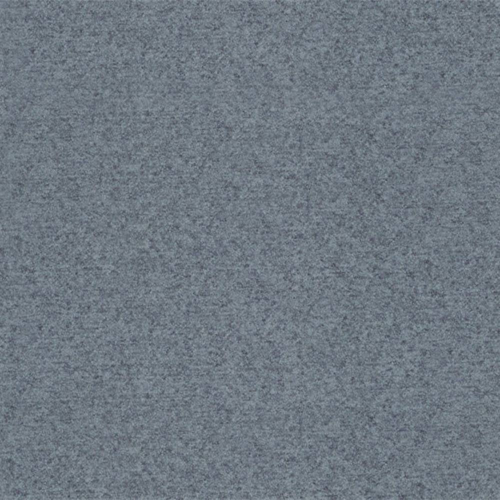 Close-up of a 100% polyester upholstery fabric swatch in steel-blue gray with a subtle heathered texture, suitable for sofa and office seating.
