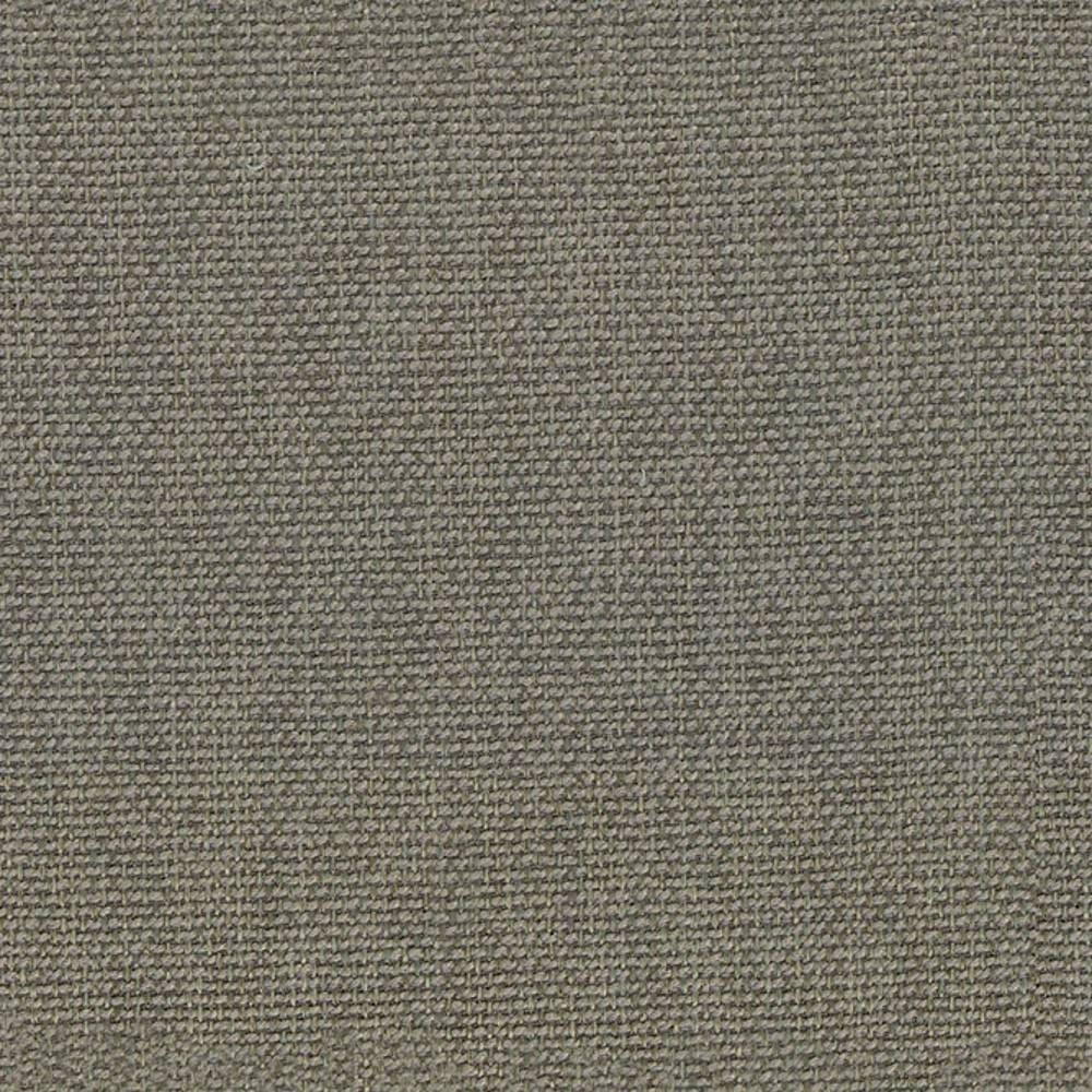 Close-up of neutral beige-gray woven upholstery fabric in 100% polyester, showing a tight textured basketweave ideal for sofas and indoor furniture.