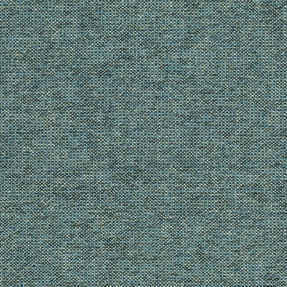 Close-up of teal melange upholstery fabric showing a tight woven texture in a 38% polyester, 50% viscose and 12% linen blend, suitable for contemporary sofas.