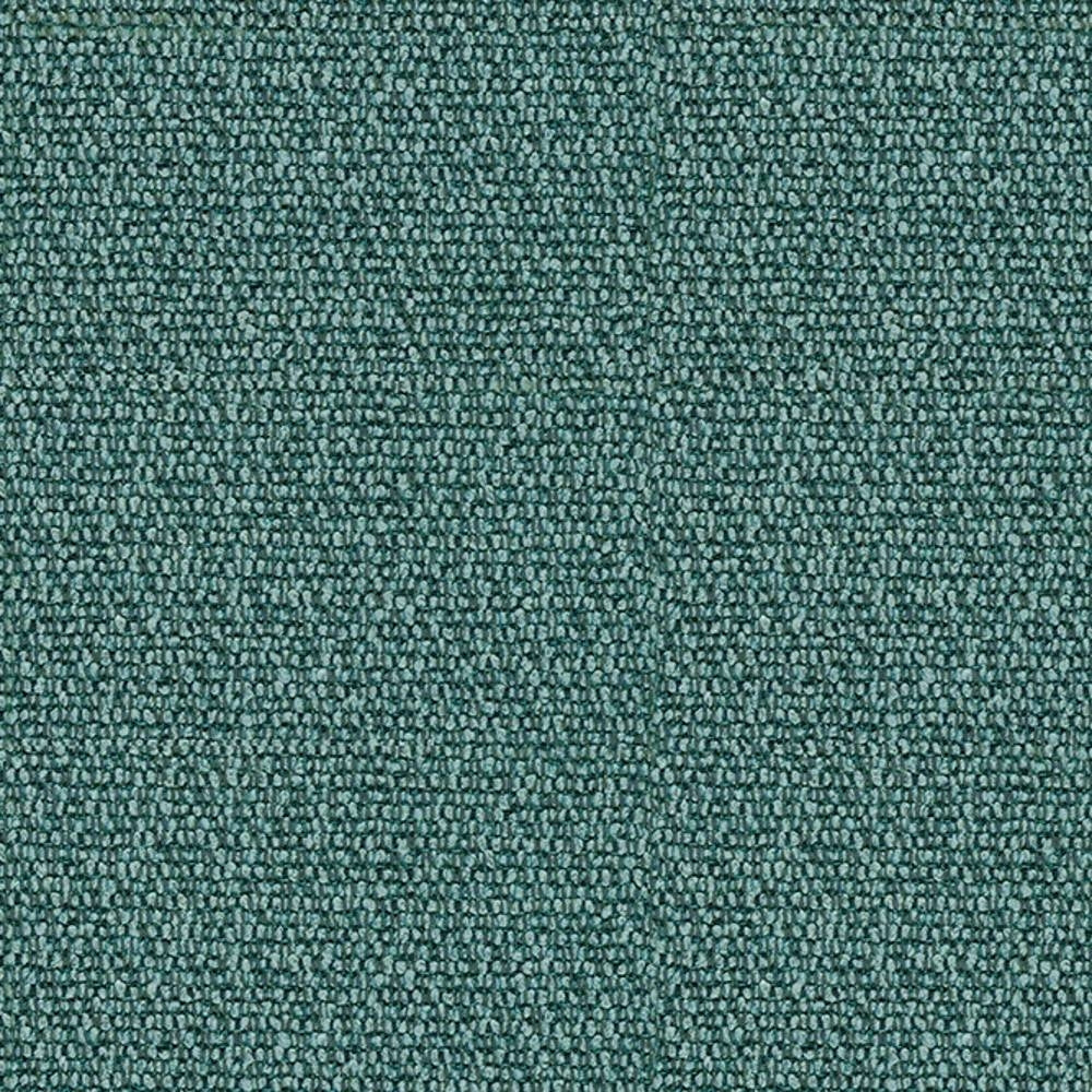 Close-up of teal-green woven 100% polyester upholstery fabric showing a tight, looped texture; contemporary sofa-grade swatch suitable for modern seating.
