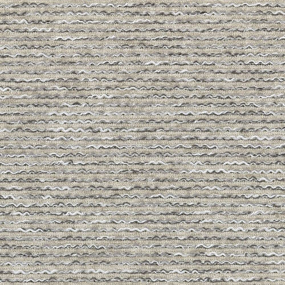 Close-up of neutral beige upholstery fabric showing horizontal ribbed texture with looped yarns; 55% viscose, 45% polyester blend suitable for sofas.