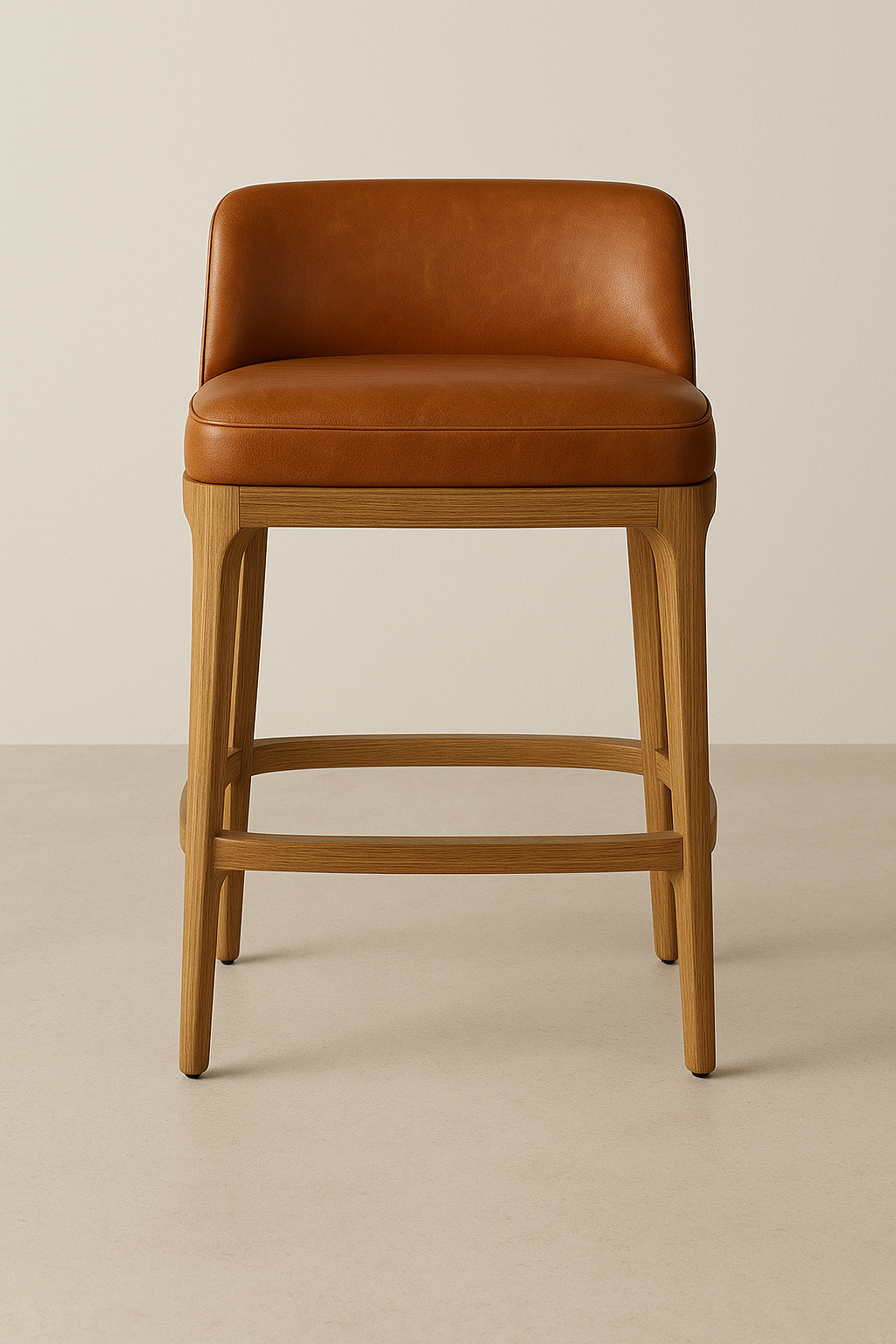 Levate Bar Stool Oak & Cognac Leather