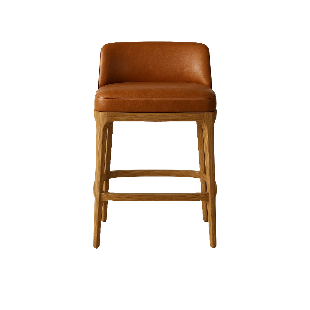 Levate Bar Stool Oak & Cognac Leather