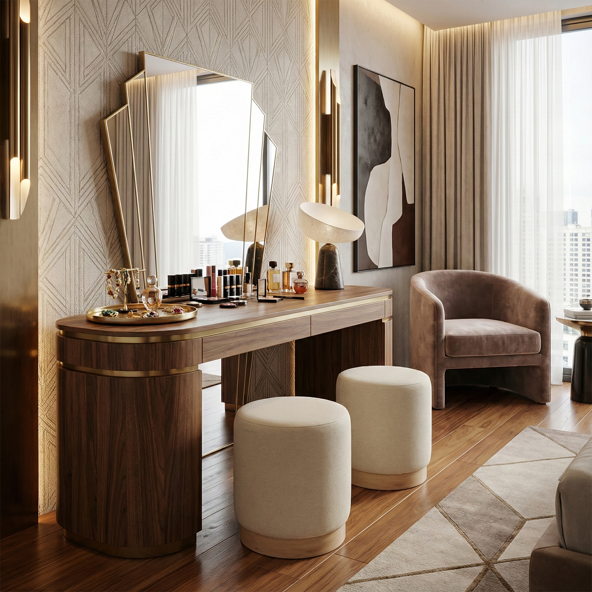 Lyta Vanity Chair | Modern Round Makeup Vanity Stool