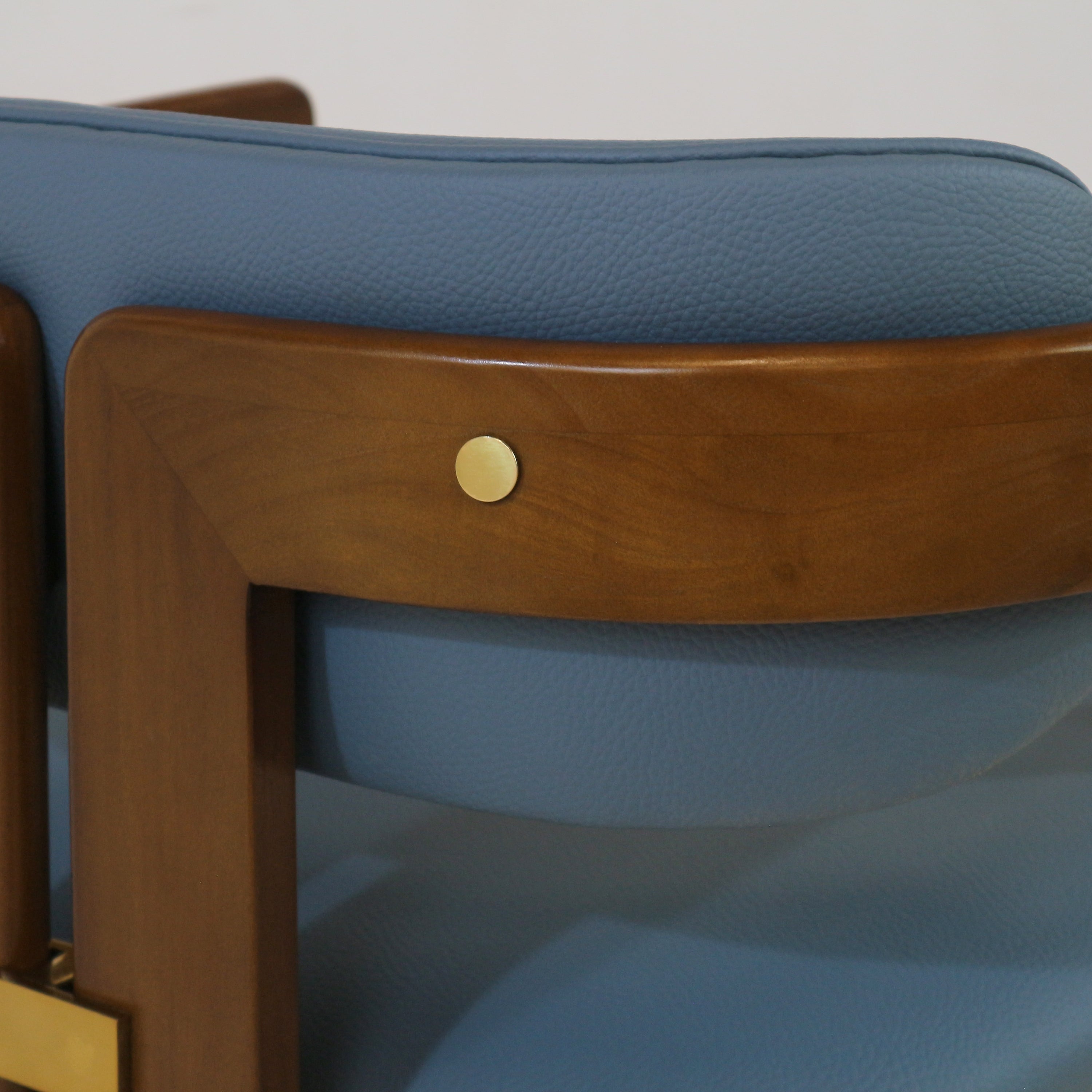 Pamplona Walnut Dining Chair with Rubio Monocoat Finish and Blue Leather