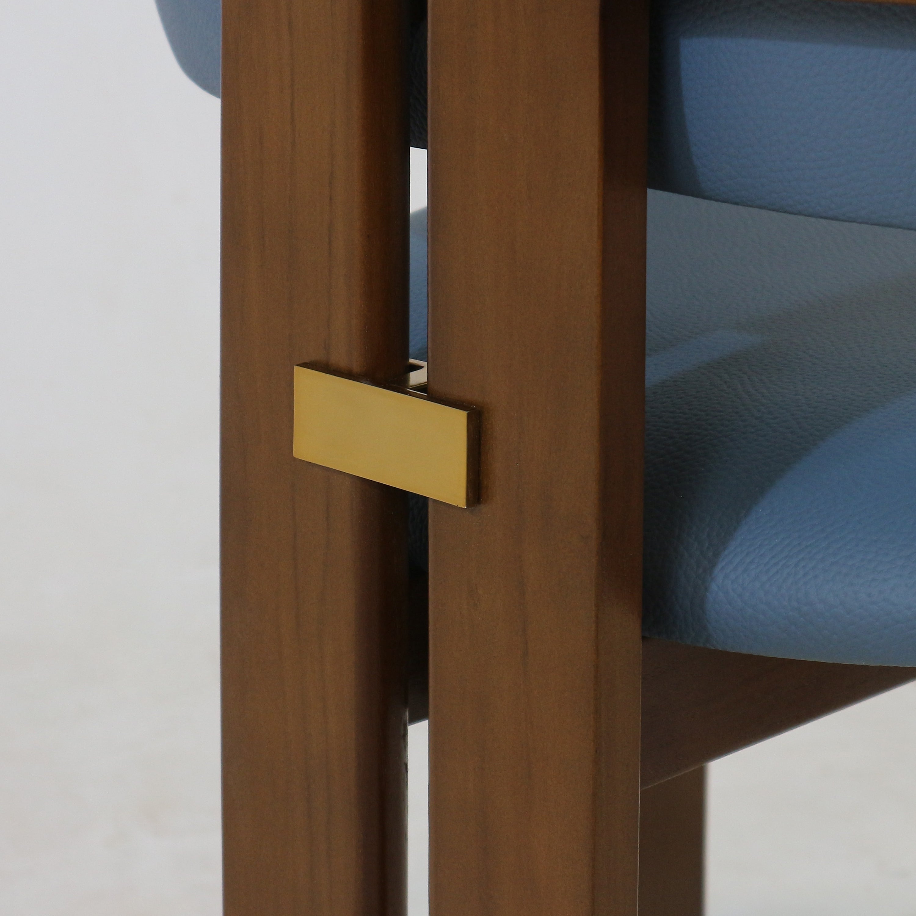 Pamplona Walnut Dining Chair with Rubio Monocoat Finish and Blue Leather