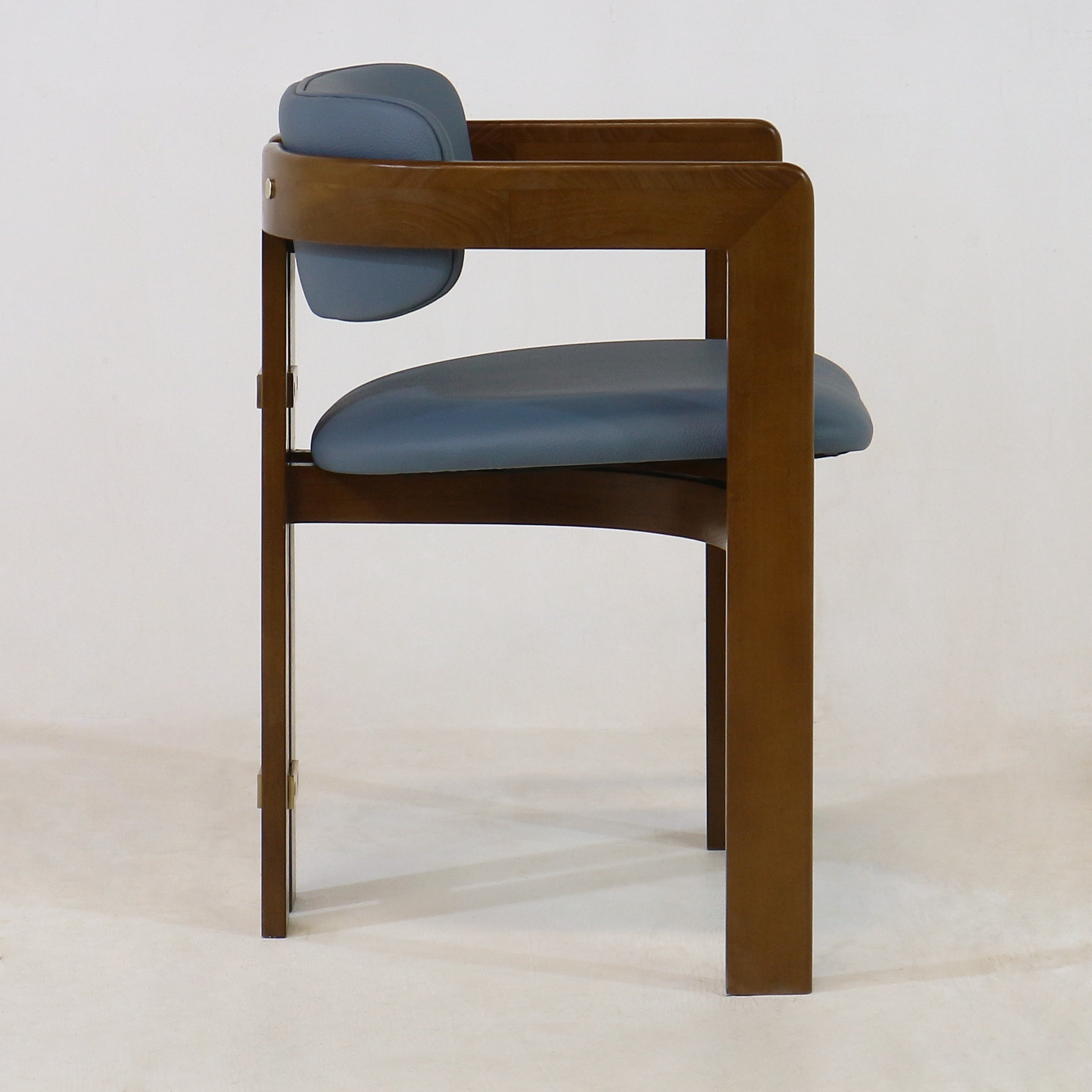 Pamplona Walnut Dining Chair with Rubio Monocoat Finish and Blue Leather