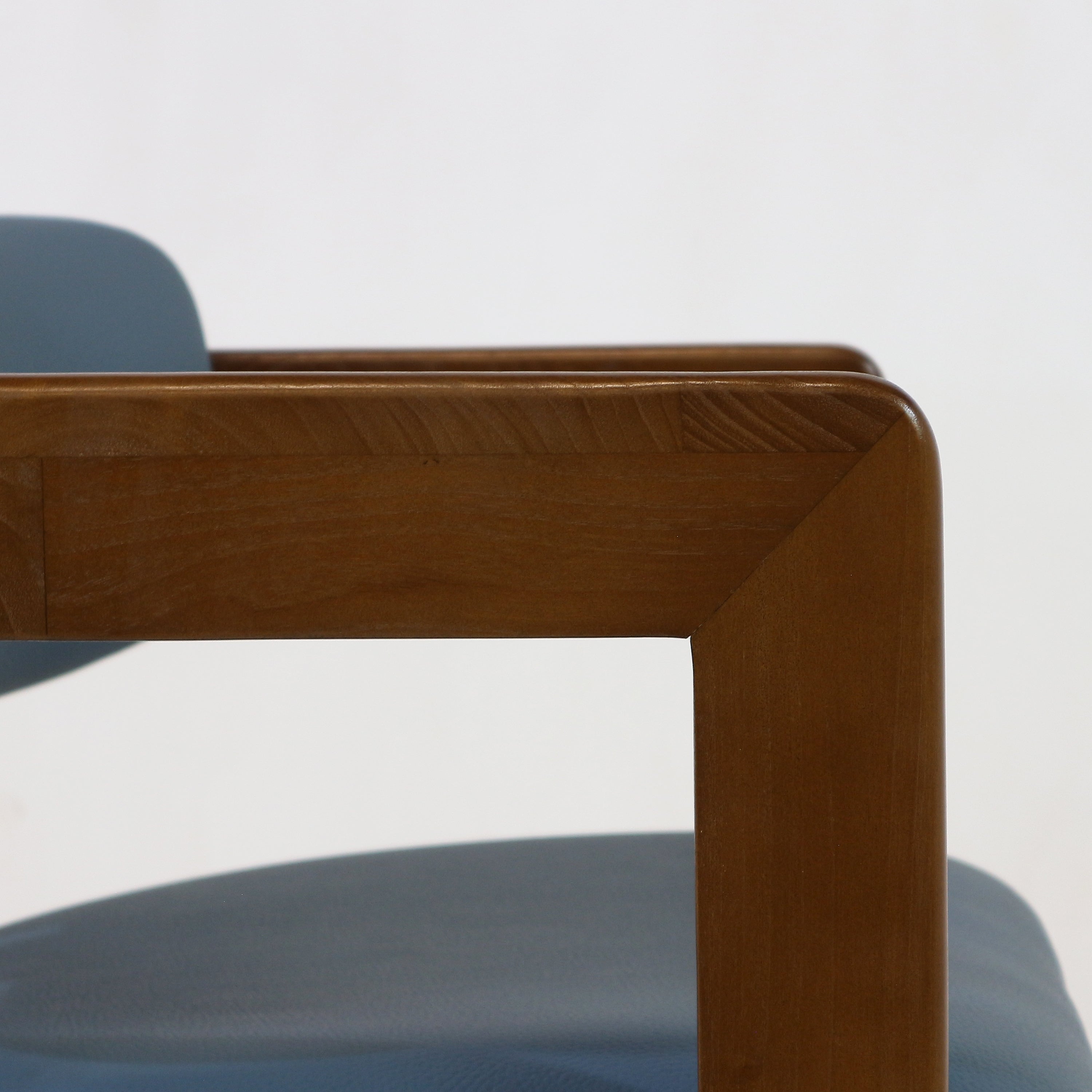 Pamplona Walnut Dining Chair with Rubio Monocoat Finish and Blue Leather