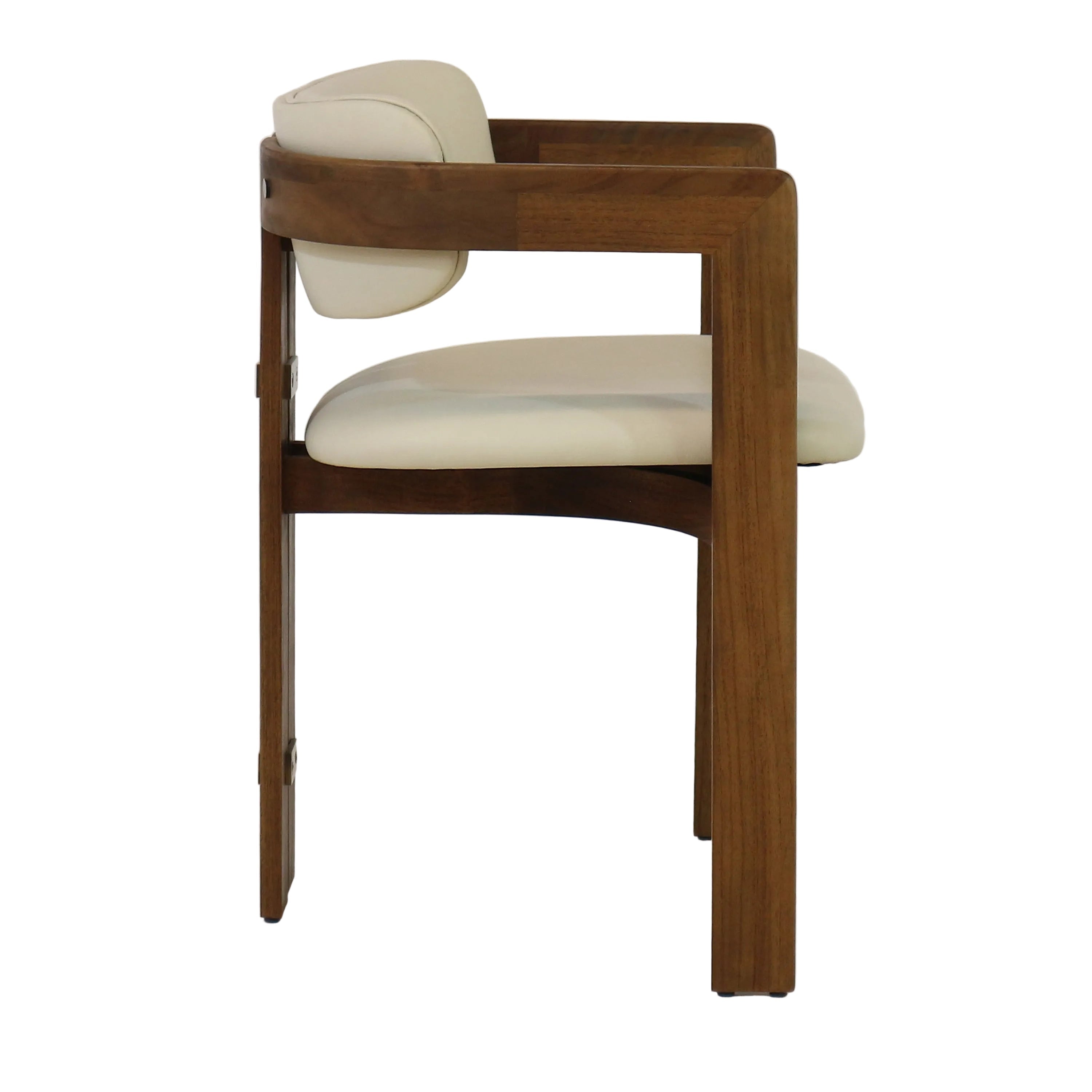 Pamplona Walnut Dining Chair with Rubio Monocoat Finish and Cream Gruppo Mastrotto Leather