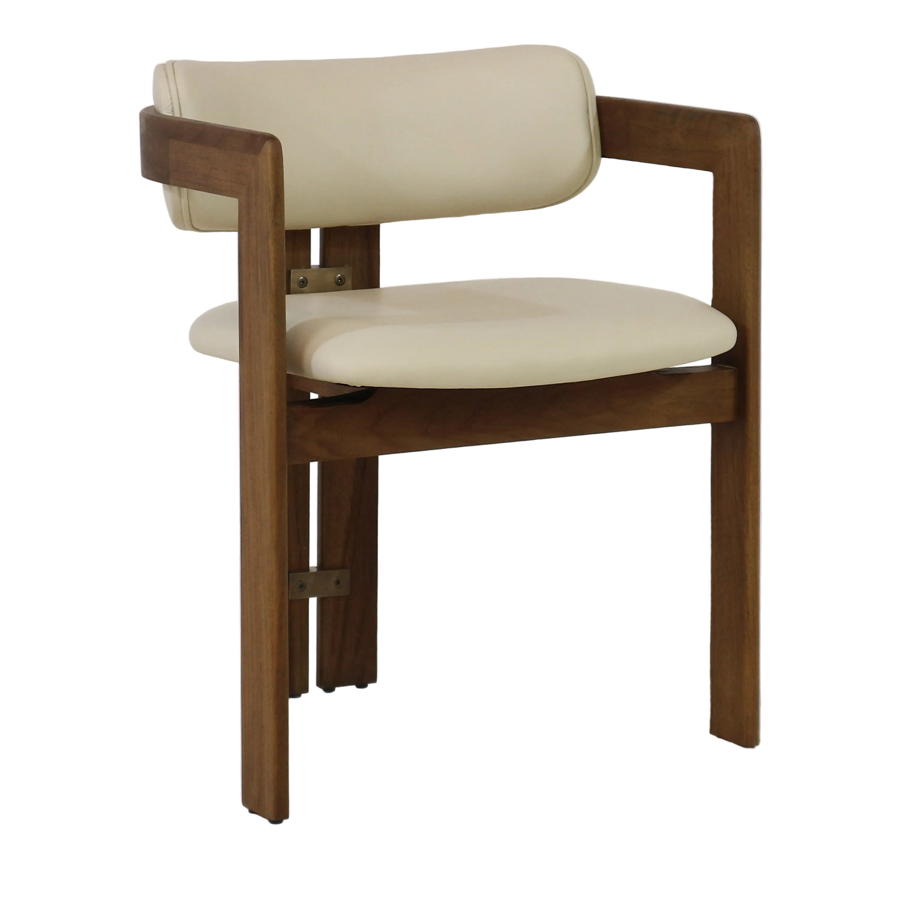 Pamplona Walnut Dining Chair with Rubio Monocoat Finish and Cream Gruppo Mastrotto Leather