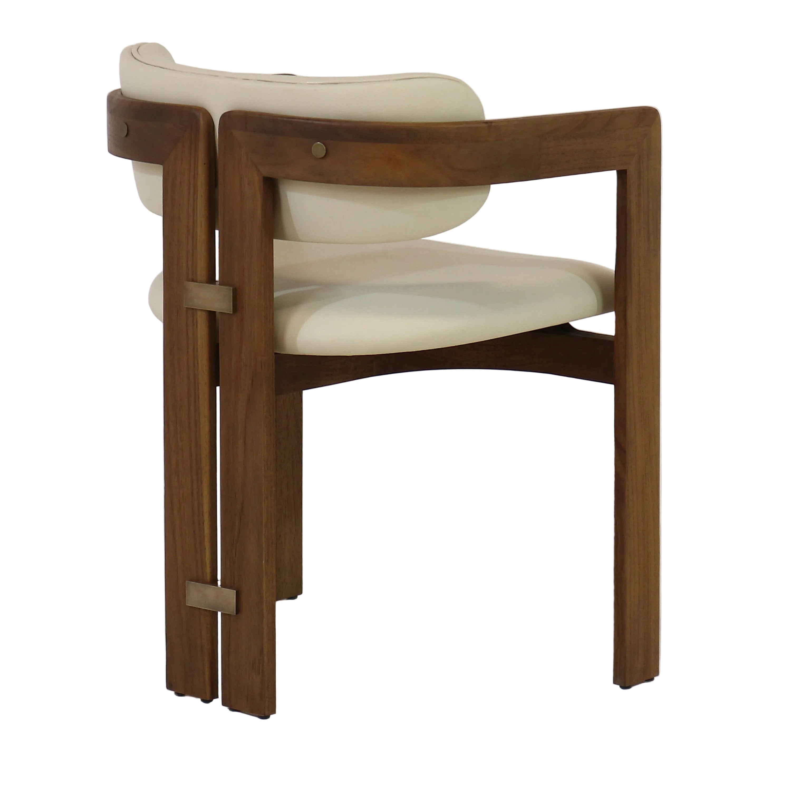 Pamplona Walnut Dining Chair with Rubio Monocoat Finish and Cream Gruppo Mastrotto Leather