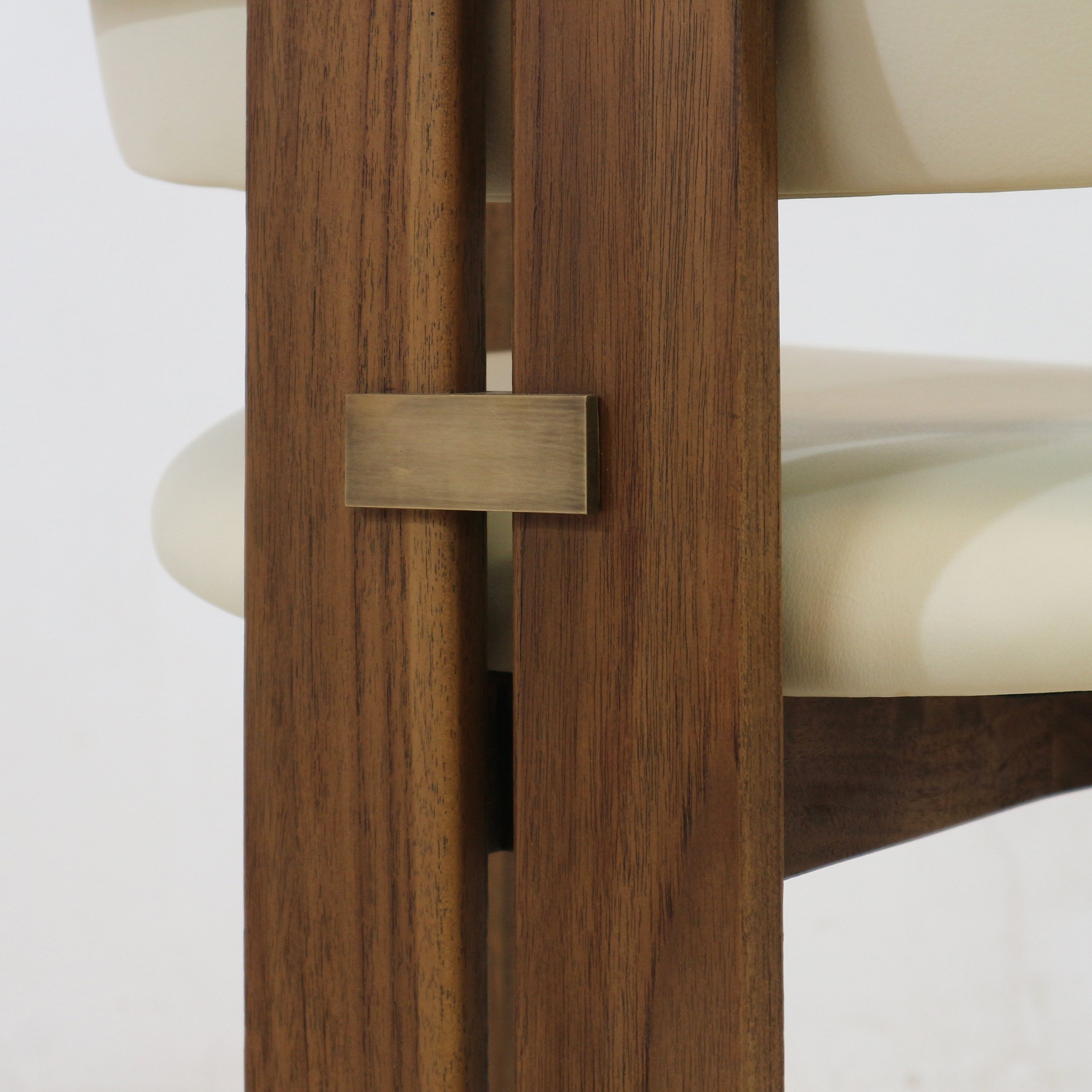 Pamplona Walnut Dining Chair with Rubio Monocoat Finish and Cream Gruppo Mastrotto Leather