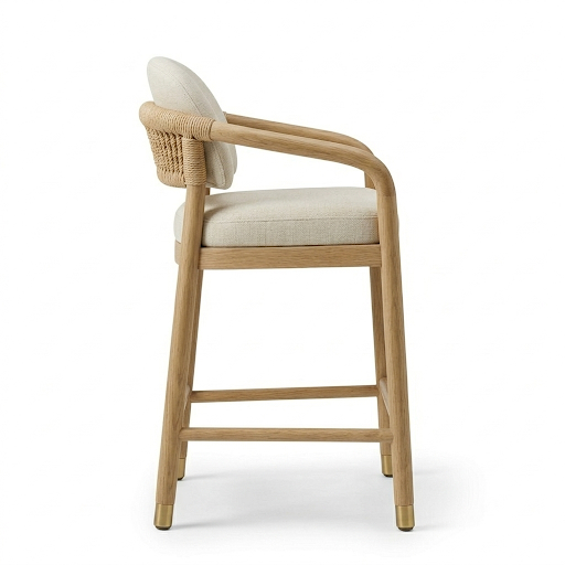 Paros Wooden Rope-Backed & Upholstered Bar & Counter Stool