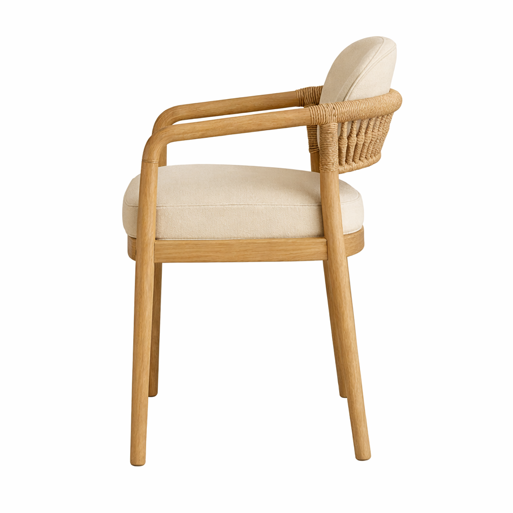 Paros Wooden Rope-Backed & Upholstered Dining Chair