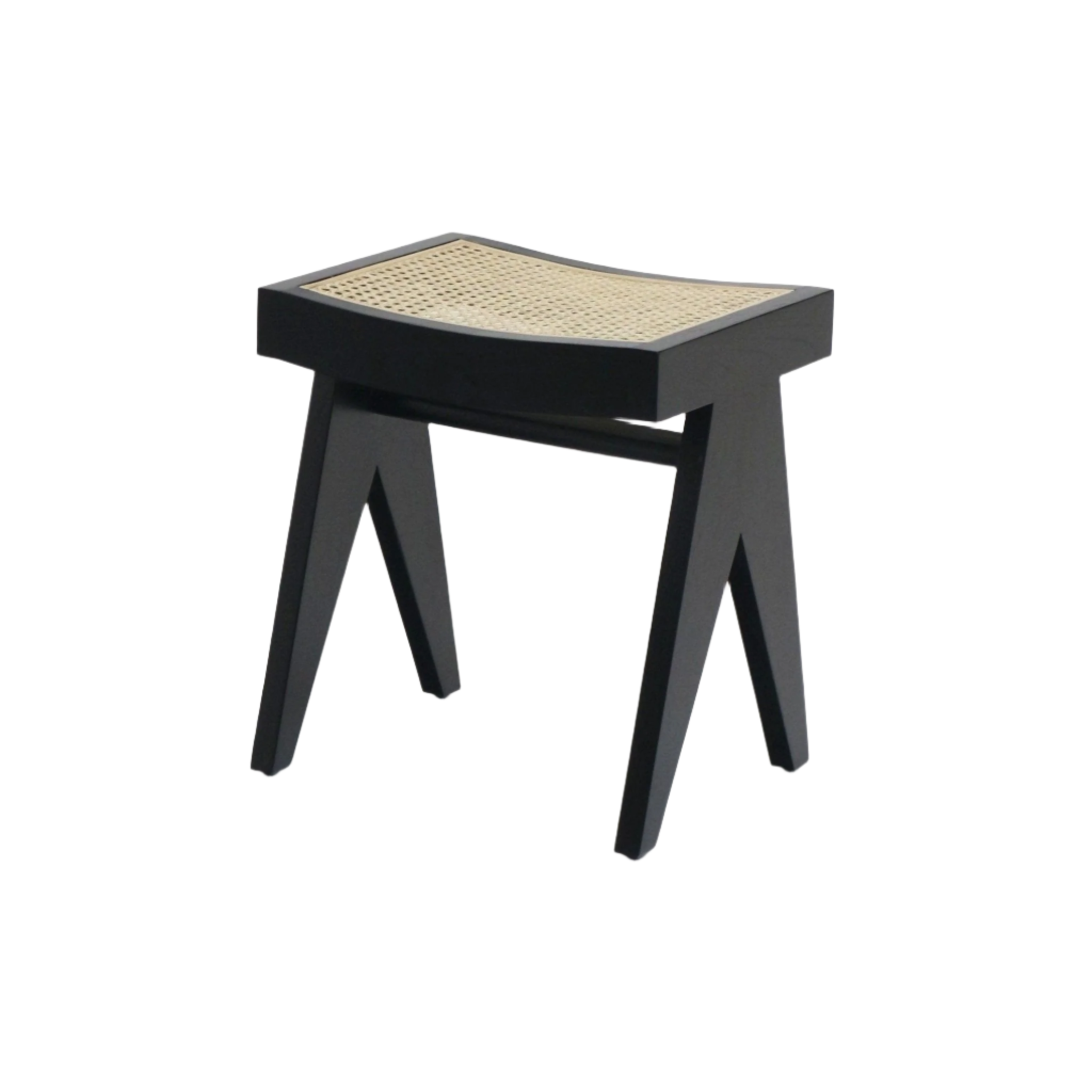 Foot Stool Pierre - Cane Seat Accent Stool with Curved Seat