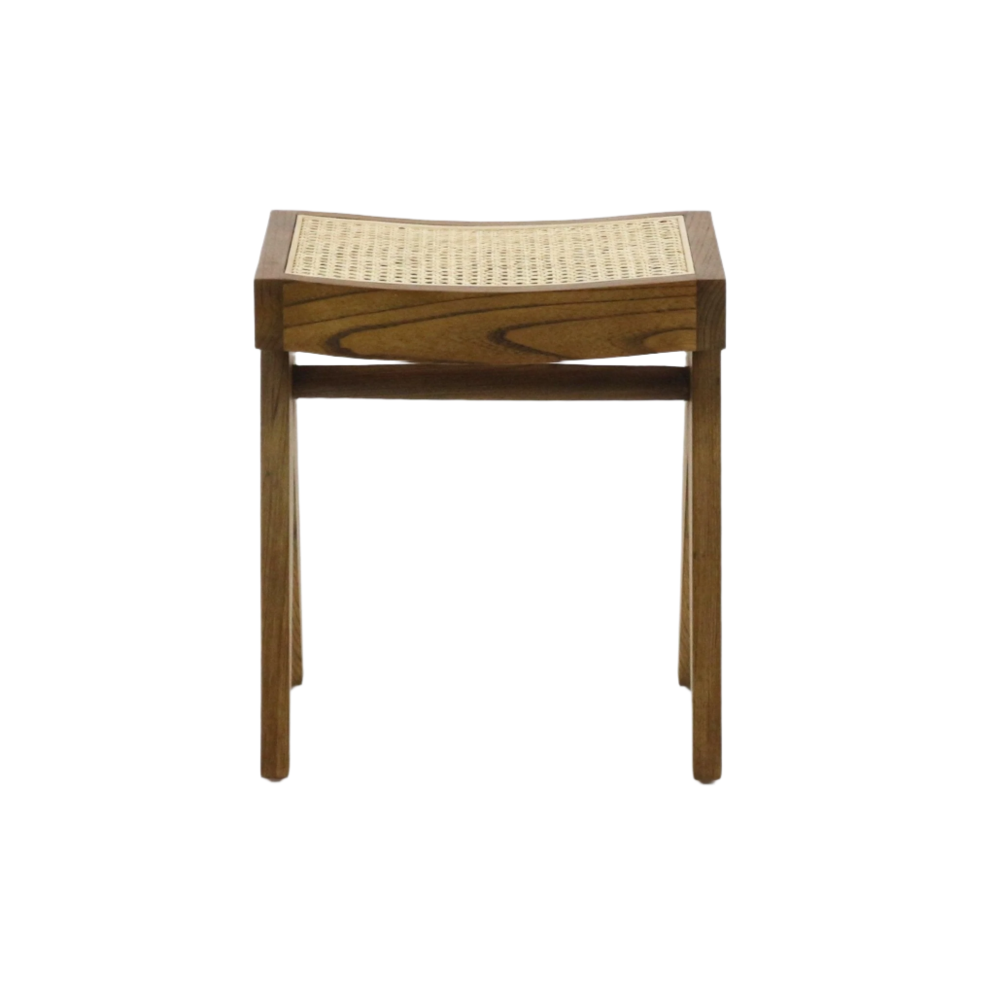 Pierre Jeanneret Stool リプロダクト Foot Stool Pierre - Cane Seat Accent Stool with Curved Seat