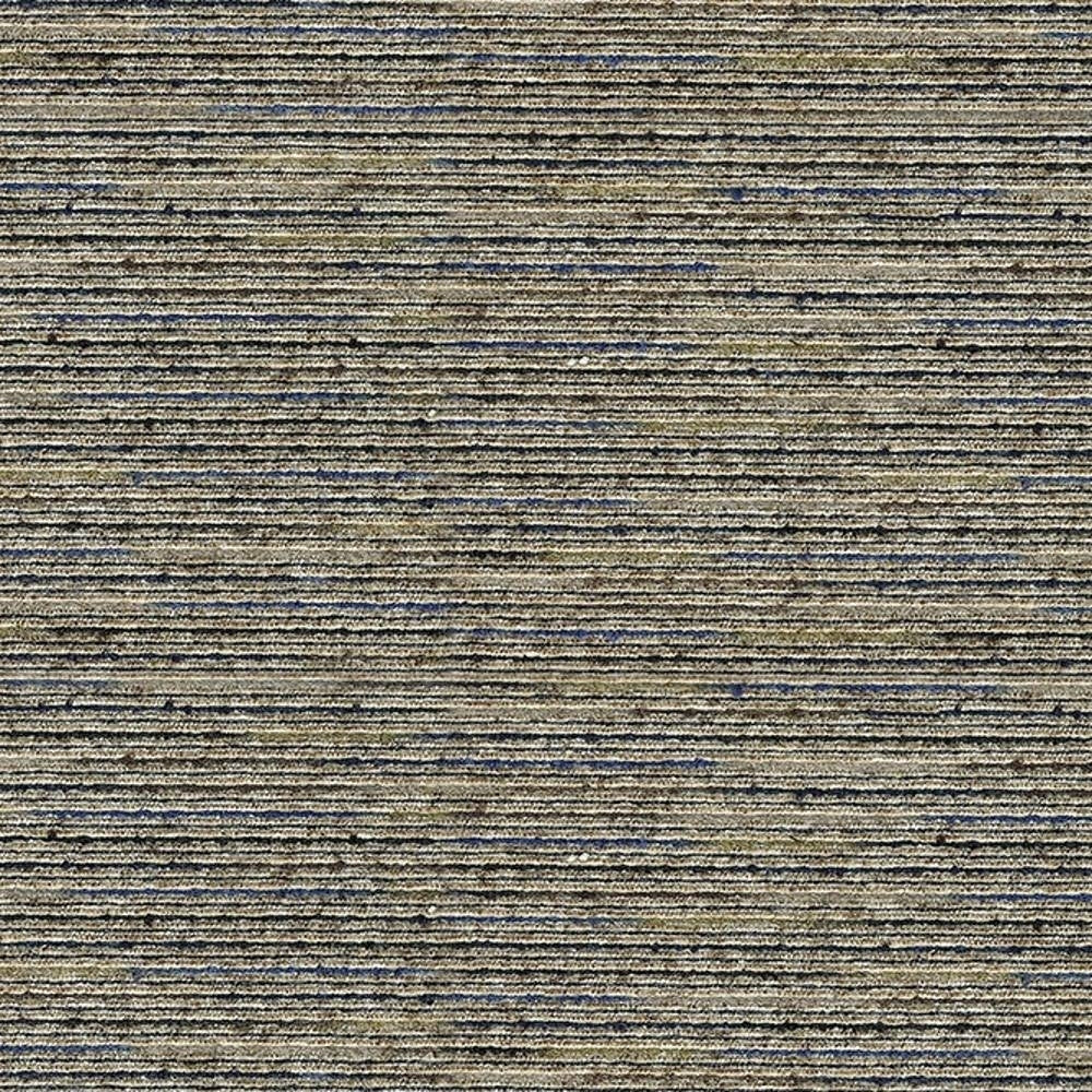 Close-up of gray viscose-blend upholstery fabric (75% viscose, 24% polyester) with fine horizontal ribbed stripes and subtle blue flecks, textured for contemporary sofa use.