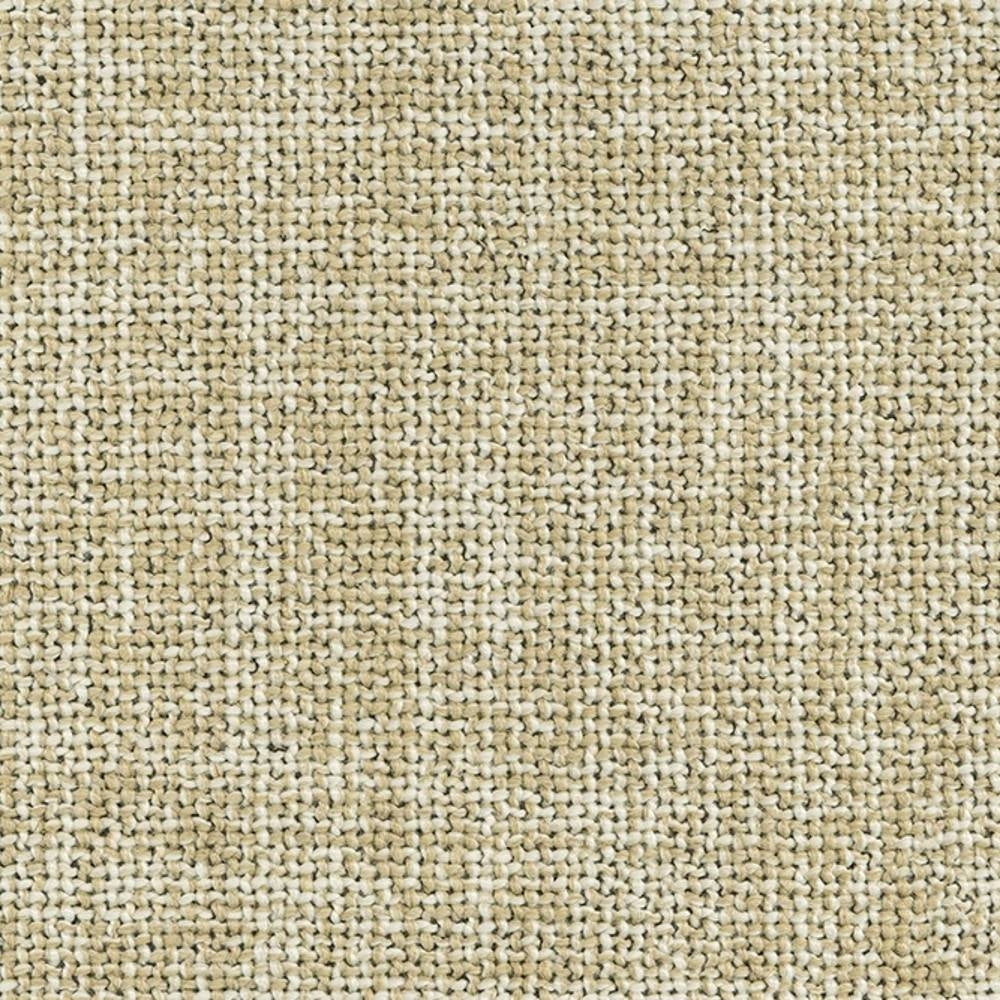 Close-up of neutral beige woven upholstery fabric, a 10% linen / 25% acrylic / 65% polyester blend with textured basket weave, ideal for contemporary sofas and heavy-duty indoor use.