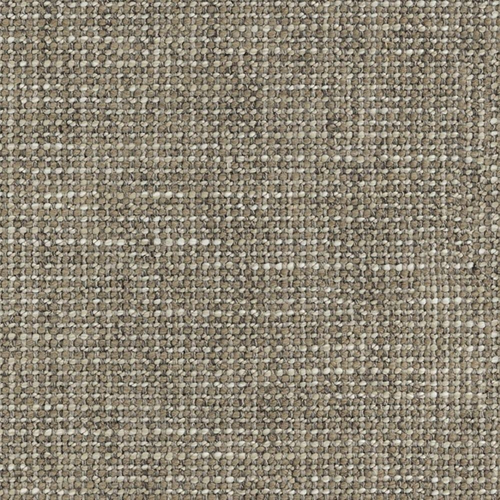 Close-up of beige boucle upholstery fabric showing a textured loop weave and subtle cream specks; neutral multi-tone yarns composed of 10% wool, 5% linen, 40% acrylic and 45% polyester for sofa use.