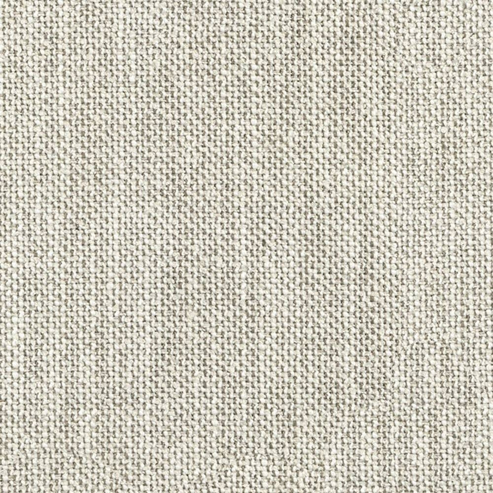 Close-up of neutral beige woven upholstery fabric showing a tight basket-weave texture, a durable blend of cotton, rayon, wool, acrylic and triacetate suitable for modern sofas.