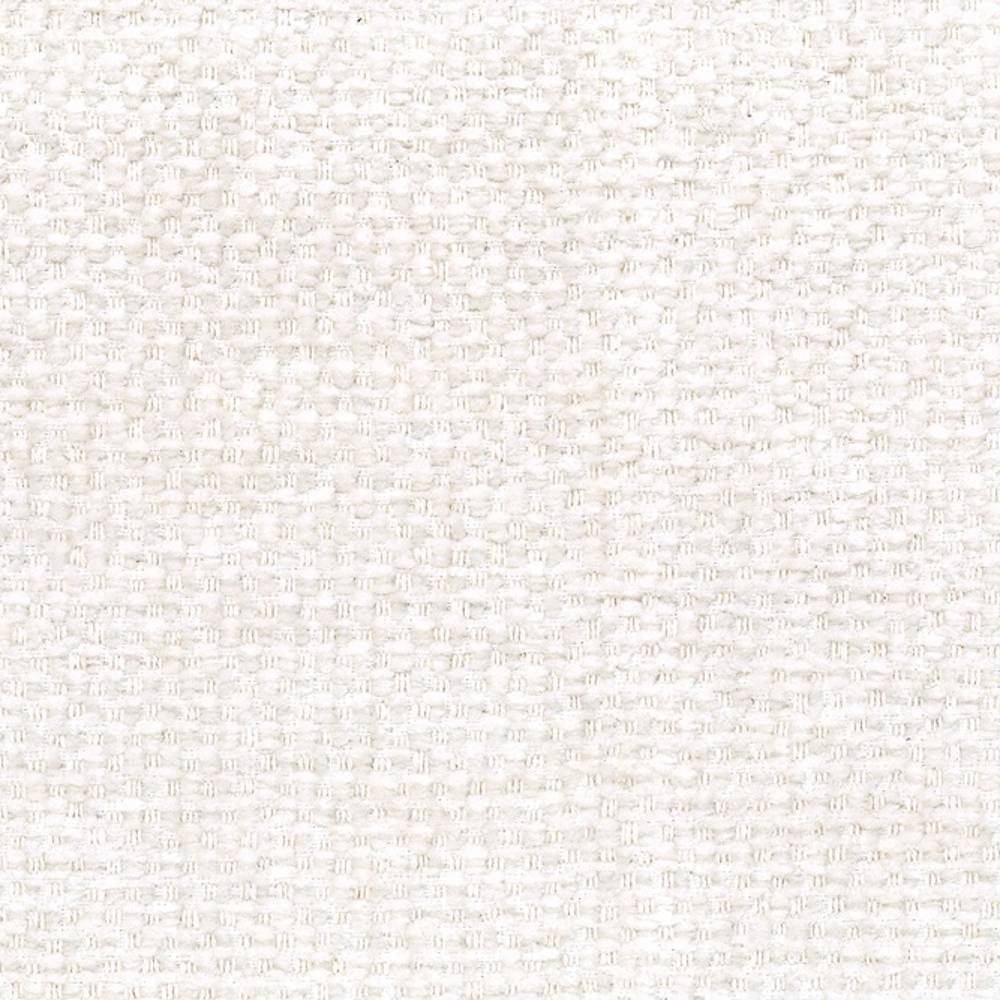 Close-up of cream off-white linen-blend upholstery fabric showing a tight basket-weave texture and soft slub yarns; 8% linen, 9% rayon, 83% polyester, contract-grade for sofas and office seating.