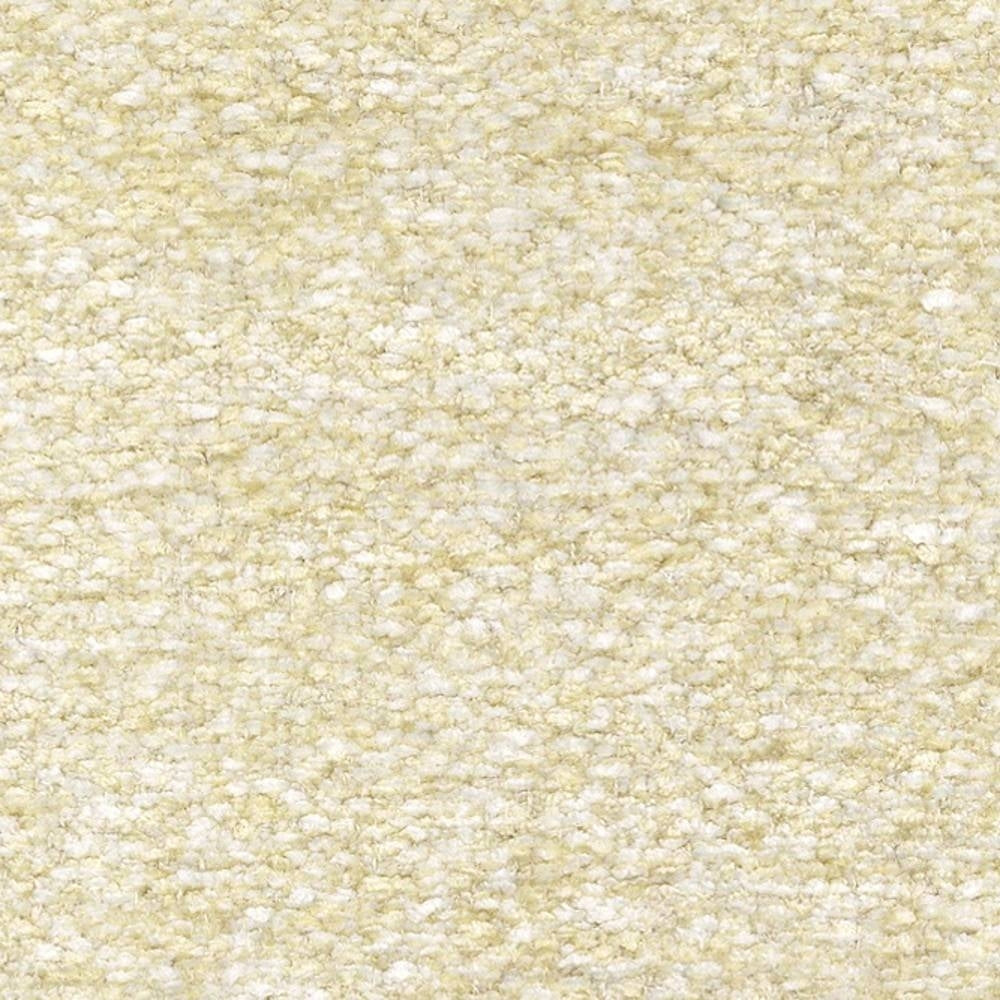 Close-up of cream boucle upholstery fabric with a soft, nubby texture; 87% polyester, 6% linen and 7% rayon blend suitable for indoor sofa upholstery.
