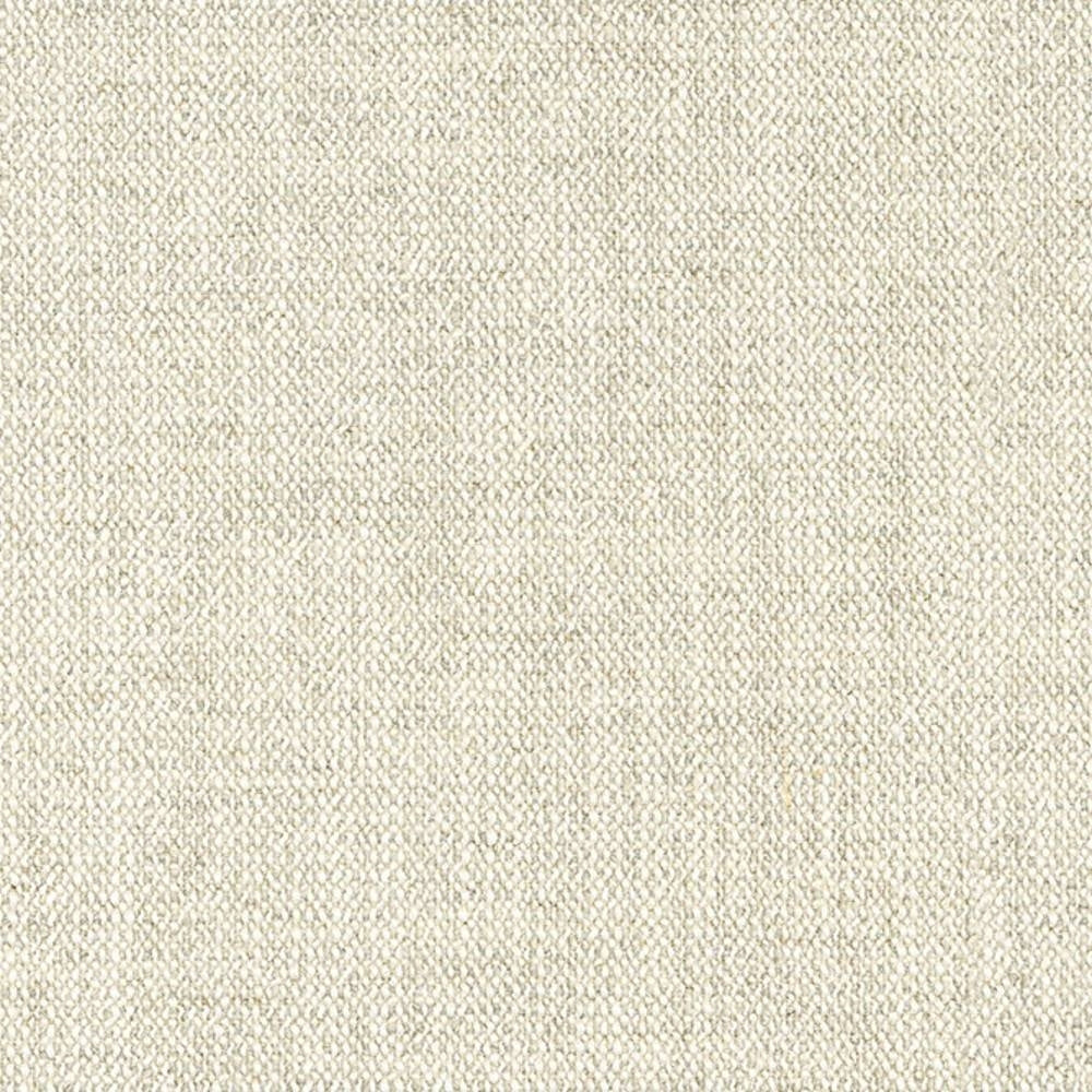 Close-up of beige neutral upholstery fabric swatch showing tight woven texture in a linen-rayon-wool-acrylic-polyester blend, ideal for sofa upholstery.