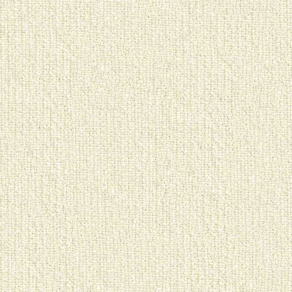Close-up of cream woven upholstery fabric for sofa, showing a subtle tight weave and neutral texture; 6% wool, 5% linen, 10% rayon, 30% acrylic and 49% polyester blend with a contemporary modern look.