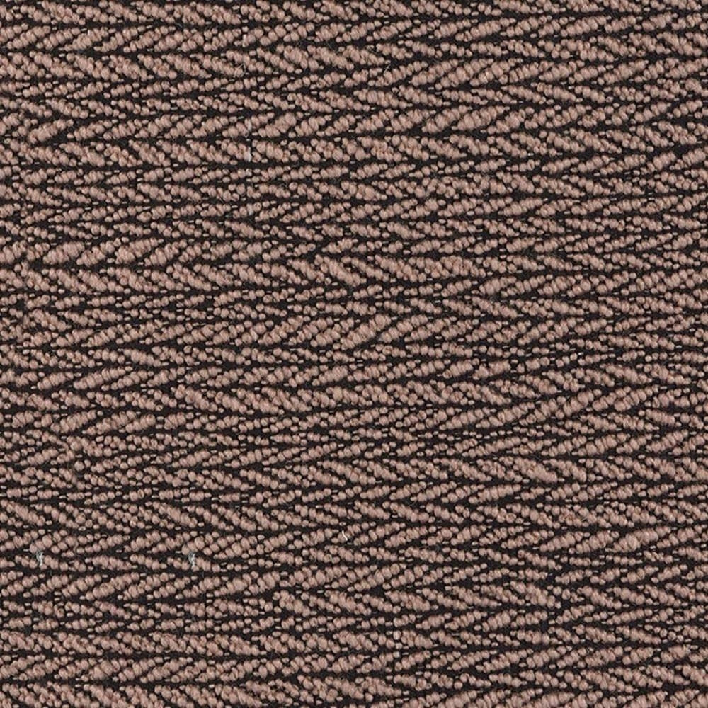Close-up of taupe and black looped upholstery fabric showing a small chevron-like textured pattern; 18% wool, 47% acrylic, 35% polyester, suitable for sofa upholstery.