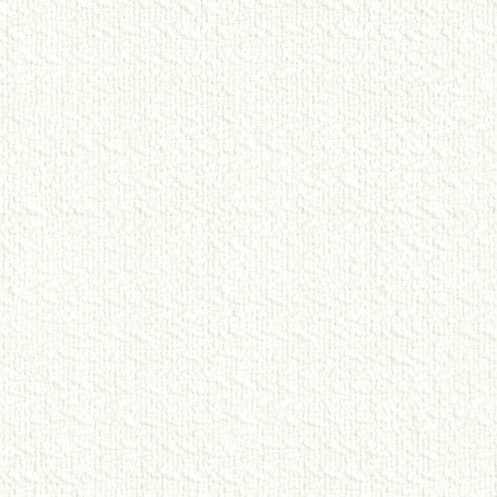 Close-up of white textured upholstery fabric with a subtle looped/bouclé surface; 18% wool, 47% acrylic, 35% polyester blend designed for sofa upholstery.