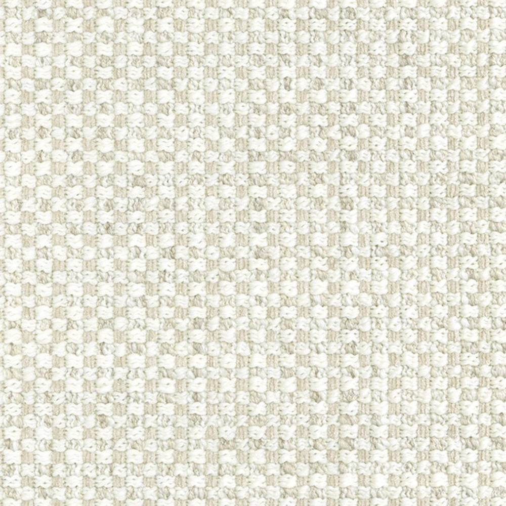 Close-up of cream-beige woven upholstery fabric showing a small textured basketweave pattern; 17% wool, 62% acrylic, 9% viscose and 12% polyester blend for indoor sofa use.
