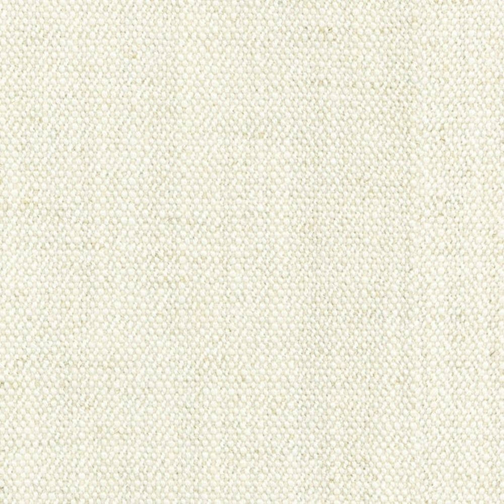 Close-up of off-white woven upholstery fabric showing a tight, pebble-like texture; contemporary sofa fabric made from a 14% wool, 3% linen, 52% acrylic and 31% polyester blend.