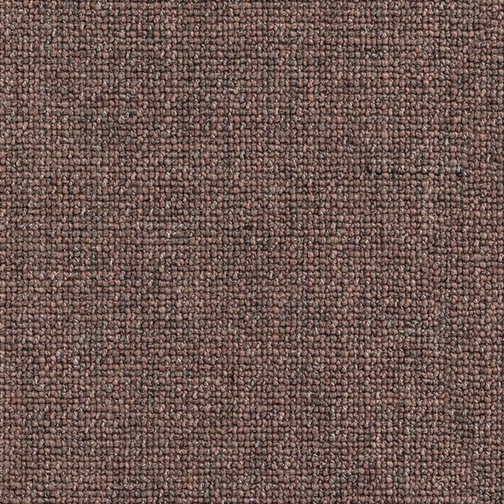Close-up of brown heathered upholstery fabric showing a tight looped woven texture; 18% wool, 57% acrylic and 24% polyester heavy-duty fabric for contemporary sofas.