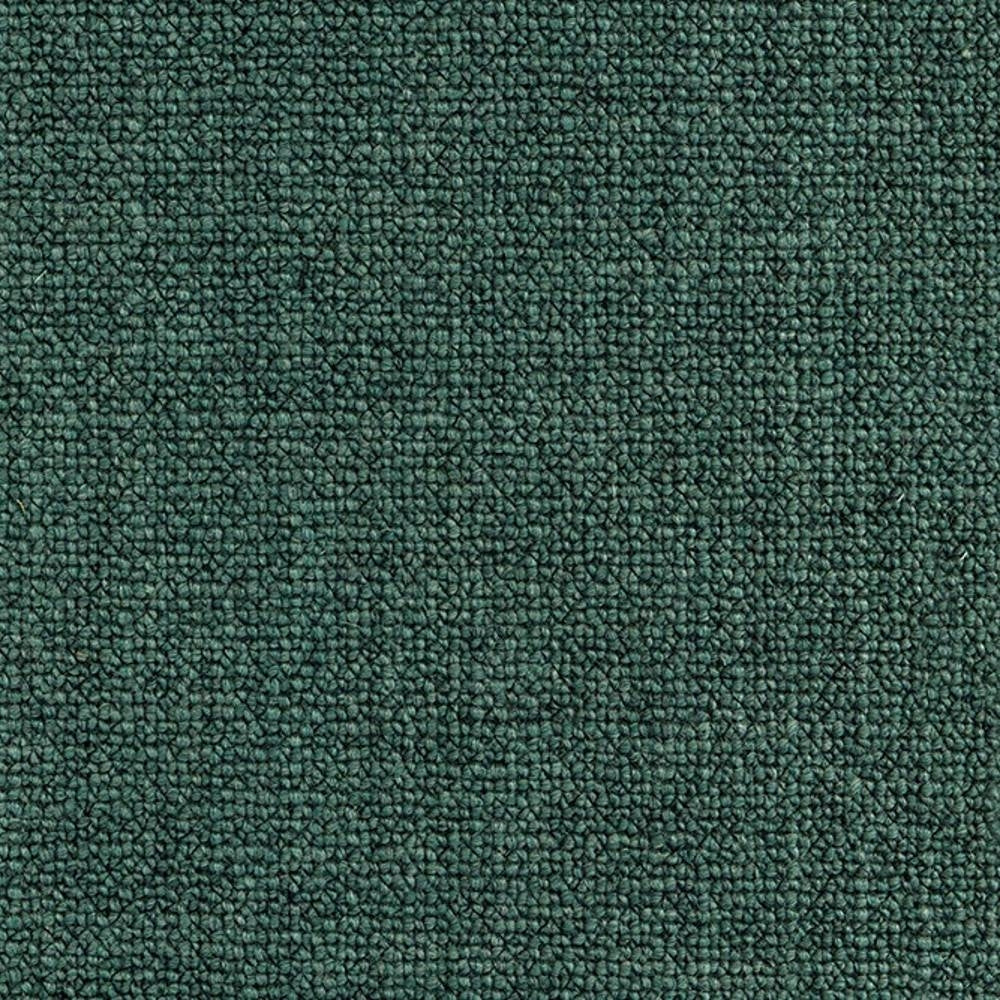 Close-up of deep teal wool-blend upholstery fabric (18% wool, 57% acrylic, 24% polyester) showing dense looped texture ideal for contemporary sofas and heavy-duty indoor use.