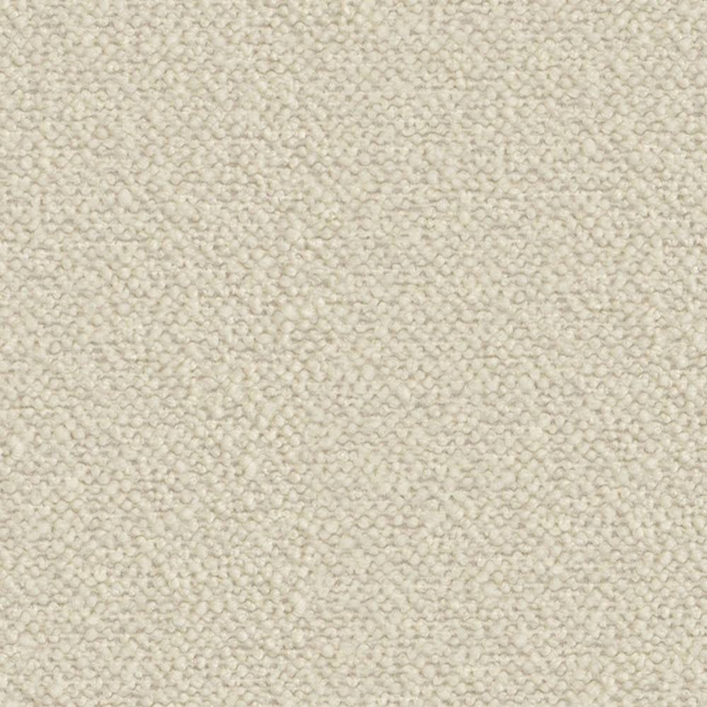 Close-up of beige bouclé upholstery fabric swatch showing a soft looped texture; 30% wool, 50% acrylic, 20% polyester blend suitable for heavy-duty sofa use.