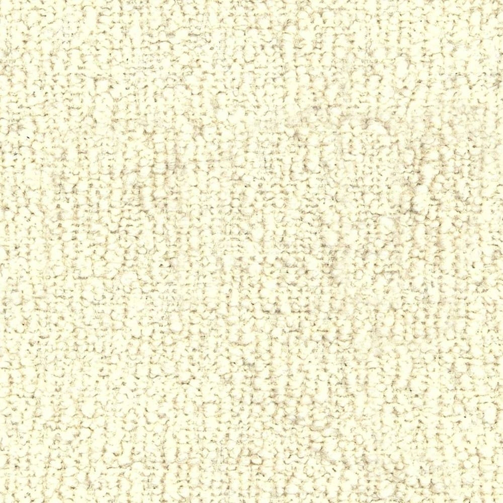 Close-up of cream-beige boucle upholstery fabric showing textured looped fibers in a 30% wool, 46% acrylic, 24% polyester blend, ideal for contemporary sofa and office seating.